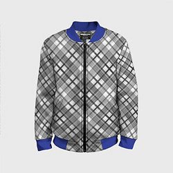Бомбер детский Черно белый узор в косую клетку, цвет: 3D-синий