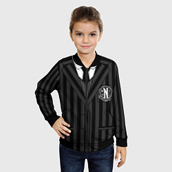 Бомбер детский Ученик академии Невермор ЧБ: униформа, цвет: 3D-черный — фото 2