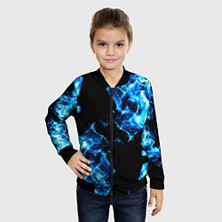 Бомбер детский Красивый синий огонь, цвет: 3D-черный — фото 2
