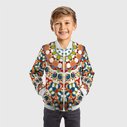 Бомбер детский Разноцветный этнический орнамент, цвет: 3D-белый — фото 2