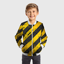 Бомбер детский WARNING - желто-черные полосы, цвет: 3D-белый — фото 2