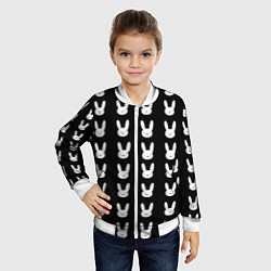 Бомбер детский Bunny pattern black, цвет: 3D-белый — фото 2