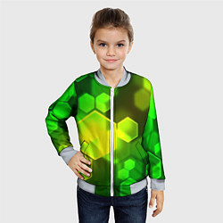 Бомбер детский Зелёные соты абстракция, цвет: 3D-серый — фото 2