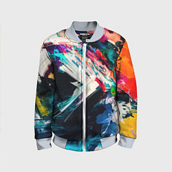 Бомбер детский Разноцветные мазки краски, цвет: 3D-серый