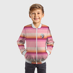 Бомбер детский Энид Синклер с Уэнсдей Аддамс - текстура свитера, цвет: 3D-белый — фото 2