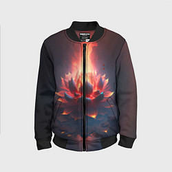 Бомбер детский Огненный лотус, цвет: 3D-черный