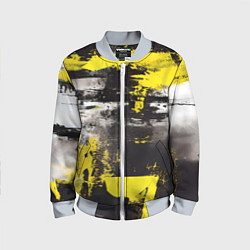 Бомбер детский Черно-желтая абстракция, нейросеть, цвет: 3D-серый