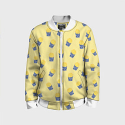 Бомбер детский Картофель фри - паттерн: желтый, цвет: 3D-белый