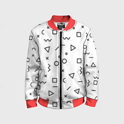 Бомбер детский Разные геометрические фигуры, цвет: 3D-красный