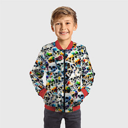 Бомбер детский Акварельные черепа, цвет: 3D-красный — фото 2