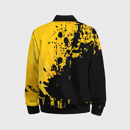 Детский бомбер Пятна черной краски на желтом фоне / 3D-Черный – фото 2