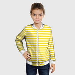 Бомбер детский Светло-желтые полосы, цвет: 3D-белый — фото 2