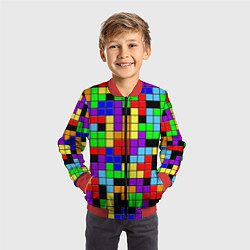 Бомбер детский Тетрис цветные блоки, цвет: 3D-красный — фото 2