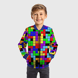 Бомбер детский Тетрис цветные блоки, цвет: 3D-синий — фото 2