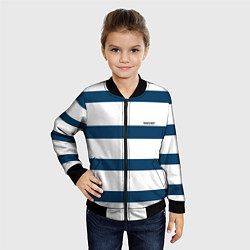 Бомбер детский Бело-синий полосатый узор, цвет: 3D-черный — фото 2