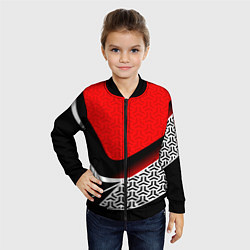 Бомбер детский Геометрическая униформа - красная, цвет: 3D-черный — фото 2