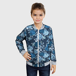 Бомбер детский Голубые розы паттерн, цвет: 3D-серый — фото 2