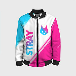 Бомбер детский Stray neon gradient style: надпись, символ, цвет: 3D-черный