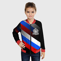Бомбер детский Пограничные войска - флаг РФ, цвет: 3D-красный — фото 2