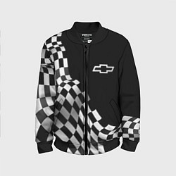 Бомбер детский Chevrolet racing flag, цвет: 3D-черный