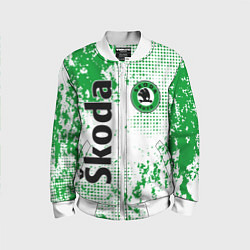 Бомбер детский Skoda auto logo, цвет: 3D-белый