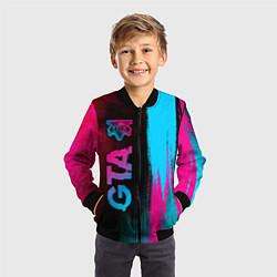 Бомбер детский GTA - neon gradient: по-вертикали, цвет: 3D-черный — фото 2