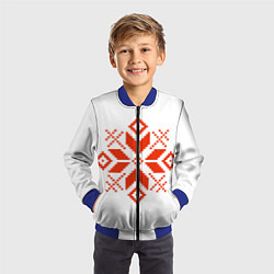 Бомбер детский Удмуртский узор, цвет: 3D-синий — фото 2