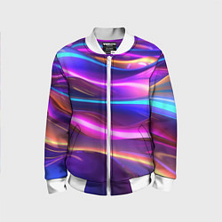 Бомбер детский Неоновые волны, цвет: 3D-белый