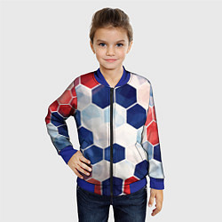 Бомбер детский Плиты белые синие красные, цвет: 3D-синий — фото 2