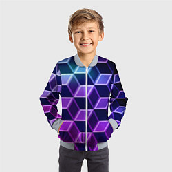 Бомбер детский Неоновые кубы иллюзия, цвет: 3D-серый — фото 2