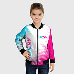Бомбер детский Chery neon gradient style: надпись, символ, цвет: 3D-черный — фото 2