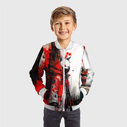 Бомбер детский Подросток в маске кицунэ, цвет: 3D-белый — фото 2
