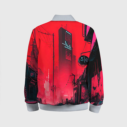 Детский бомбер Девушка-лиса кицунэ / 3D-Серый – фото 2