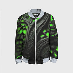 Бомбер детский Green black abstract, цвет: 3D-серый