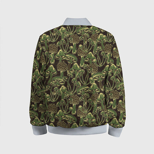 Детский бомбер Магические грибы - камуфляж / 3D-Серый – фото 2