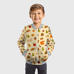 Бомбер детский Паттерн - осень, цвет: 3D-серый — фото 2