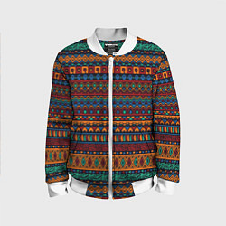 Бомбер детский Этнические узоры полосы, цвет: 3D-белый
