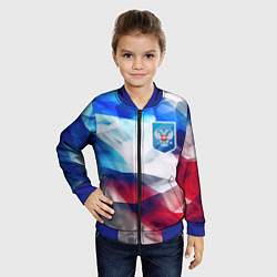 Бомбер детский Абстракция герб России, цвет: 3D-синий — фото 2