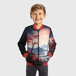 Бомбер детский Луна над горами, цвет: 3D-красный — фото 2