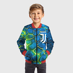 Бомбер детский Juventus blue green neon, цвет: 3D-красный — фото 2