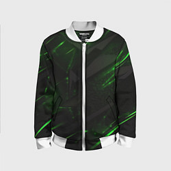 Бомбер детский Dark black green abstract, цвет: 3D-белый