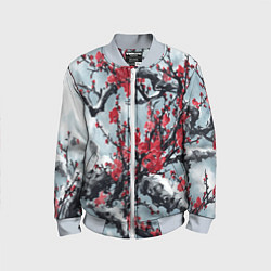Бомбер детский Лепестки цветущей вишни - сакура, цвет: 3D-серый
