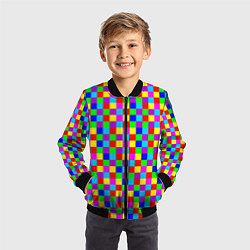 Бомбер детский Разноцветные плитки, цвет: 3D-черный — фото 2