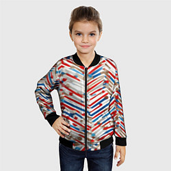 Бомбер детский Новогодние линии синий и красный, цвет: 3D-черный — фото 2