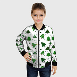 Бомбер детский Узор с зелеными елочками, цвет: 3D-черный — фото 2