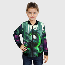 Бомбер детский Неоновый зеленый дракон, цвет: 3D-черный — фото 2