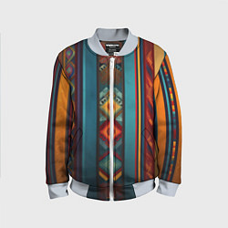Бомбер детский Этнический орнамент в вертикальную полоску, цвет: 3D-серый