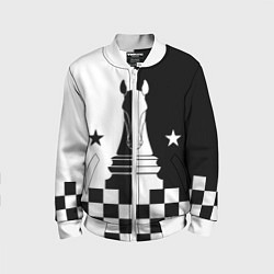 Бомбер детский Шахматный конь, цвет: 3D-белый
