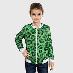 Бомбер детский Зелёный леопард паттерн, цвет: 3D-белый — фото 2