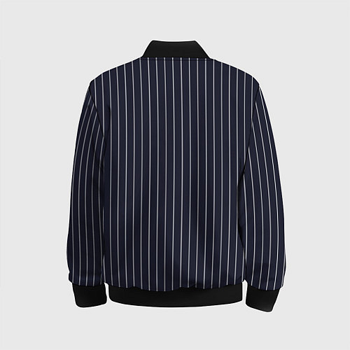 Детский бомбер Строгий тёмно-синий в полоску / 3D-Черный – фото 2